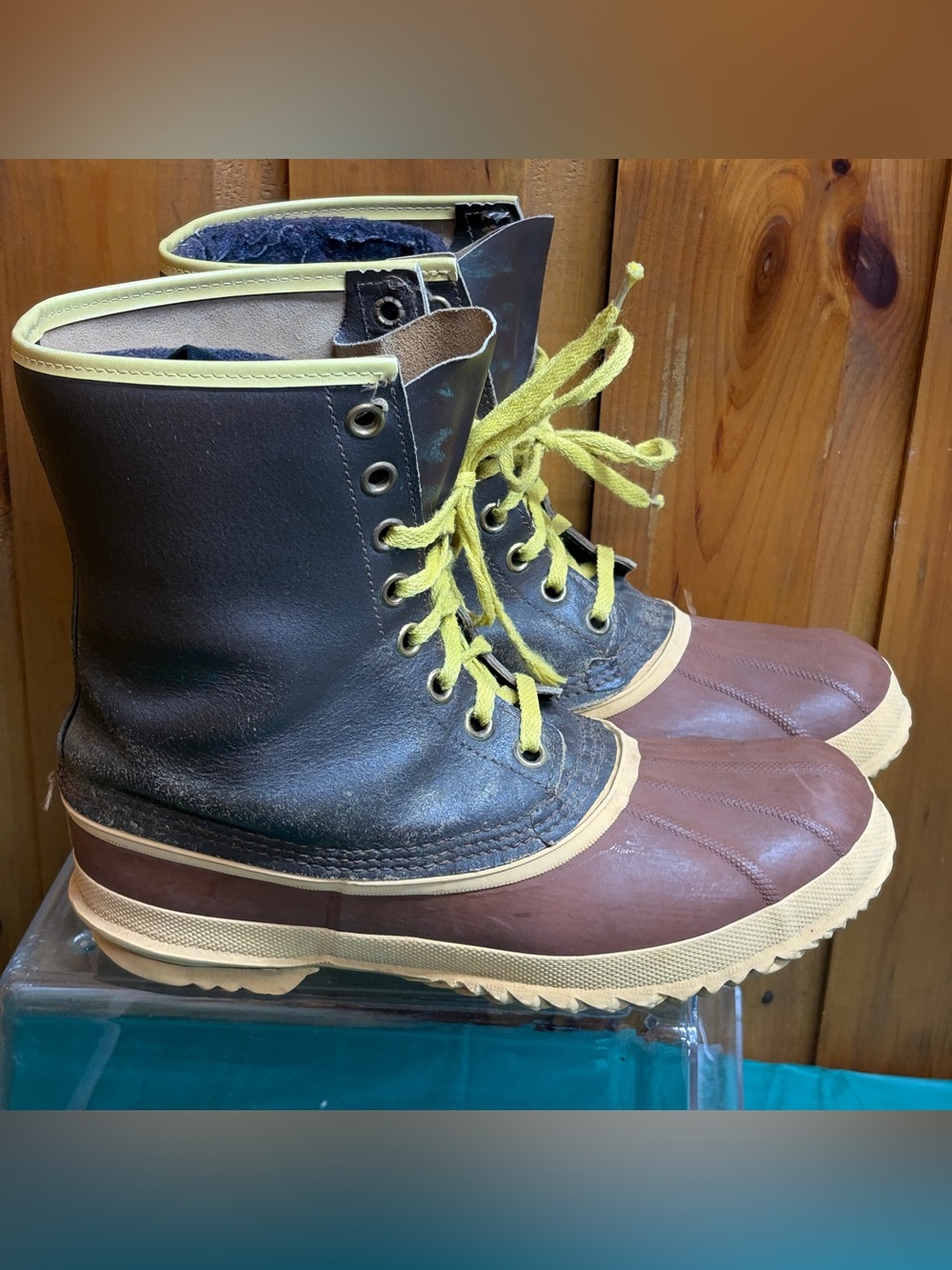 Vintage Sorel Boots Made in Canada Mens Size 10 Brown Leather Duck Pac Boots